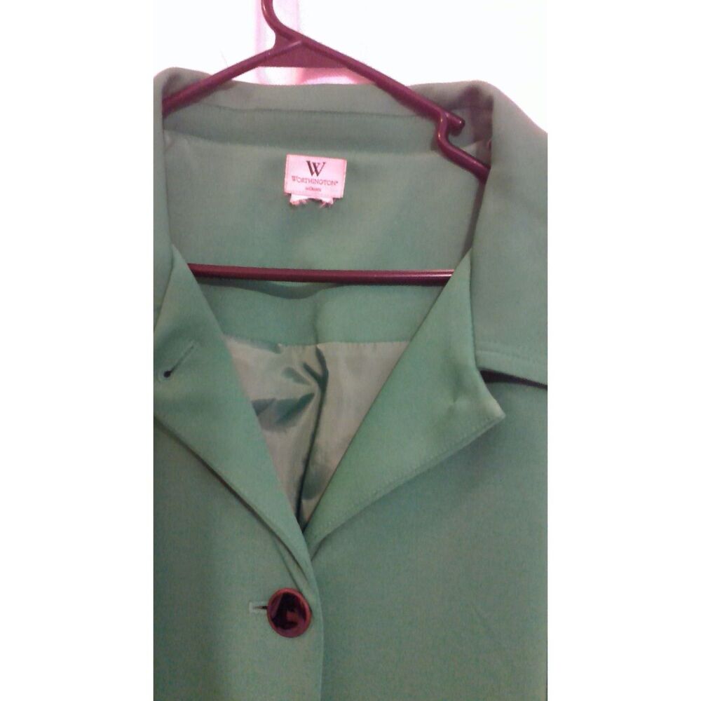 Green Button-Front Coat - Picture 5 of 7